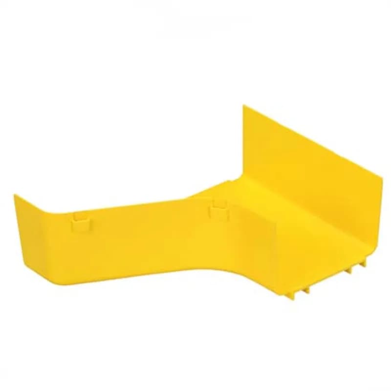 The FiberRunner Fitting for the left reducer attaches a 12x4 FiberRunner fitting or channel to a 6x4 FiberRunner fitting or channel.