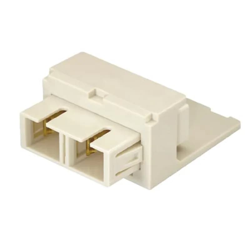 The Mini-Com Singlemode Duplex SC Adapter is a small form factor (SFF) adapter with integrated panel retention clips and are TIA/EIA-605 FOCIS-10 compatible. It couples two SC duplex connectors in two Mini-Com module spaces and features a blue fiber adapter along with an electric ivory module and has zirconia split sleeves.
