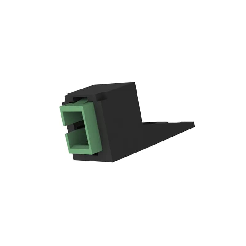 The Mini-Com Multimode Simplex SC Adapter is a small form factor (SFF) adapter with integrated panel retention clips and are TIA/EIA-605 FOCIS-10 compatible. It connects two SC connectors in one module space and features an apc/green SC simplex fiber adapter along with a black module and has zirconia split sleeves.