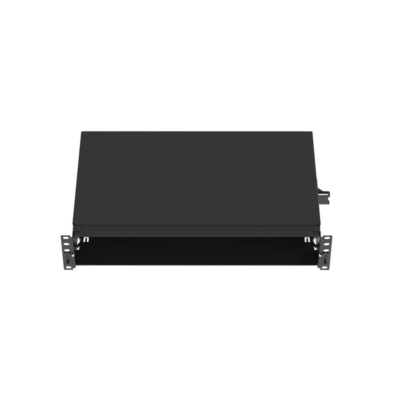 The Opticom fiber tray is designed to organize fiber distribution cabling. When used with the CFAPPBL2 patch panel, it accommodates up to 8 QuickNet cassettes or FAP adapter panels. It is black powder coated steel and features 8 ports in a 2 RU footprint. It measures 3.48 inches H x 19 inches W X 11.16 inches D (88.3mm x 482.6mm x 283.4mm).