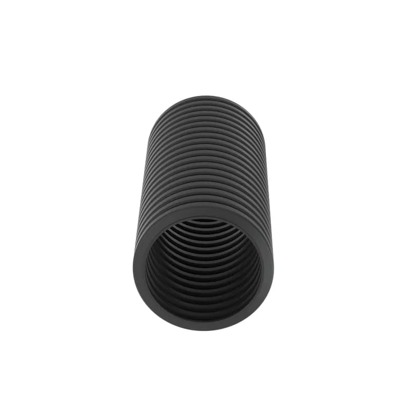 The CLT100N-C630 Corrugated Loom Stil Wall Tubing protects cables from impact and abrasion. Features a slit for easy installation onto a bundle of wires or a pre-assembled harness assembly, increasing productivity. Hold in place with cable ties and accessories. Suitable for indoor applications. UL94-HB flammability rating and a maximum temperature rating of 230 F (110 C). Heat Stabilized Nylon 6. Inside diameter 0.917" (23.29mm). Color Black. 1 per package.