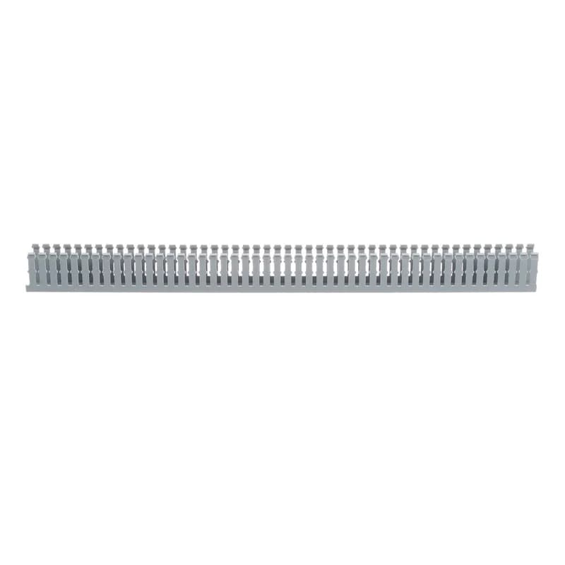 Panduit F1X2LG6-A - The F1X2LG6-A Panduct Lead-Free PVC Narrow Slot Adhesive Wiring Duct features a narrow slot/finger design that closely matches the spacing of high-density components. Upper and lower scorelines allow for easy finger/sidewall section removal. UL 94 flame class of V-0 with a UL recognized continuous-use temperature up to 122 F (50 C). Mounting holes provided. Lead-free PVC. 1" x 2" (25.4 mm x 50.8 mm) and 6' (1.83 m) long. Cover sold separately. Color Light Gray.