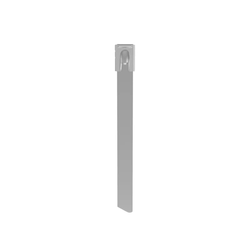 The MLT14H-Q Pan-Steel 304 grade stainless steel cable tie speeds up installation with a patented, wide entry self-locking head that eases band threading and insertion. Unique locking ramp design and strengthening ribs allows the tie to lock into place at any length along the tie body with increased lock strength. Fully rounded edges ensure worker and bundle safety.