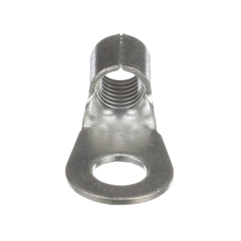 The P4-56R-T Pan-Term Terminal is a non-insulated, ring terminal. Brazed seam protects terminal barrel from splitting during the crimp process. Internal barrel serrations assure good wire contact and maximum tensile strength.