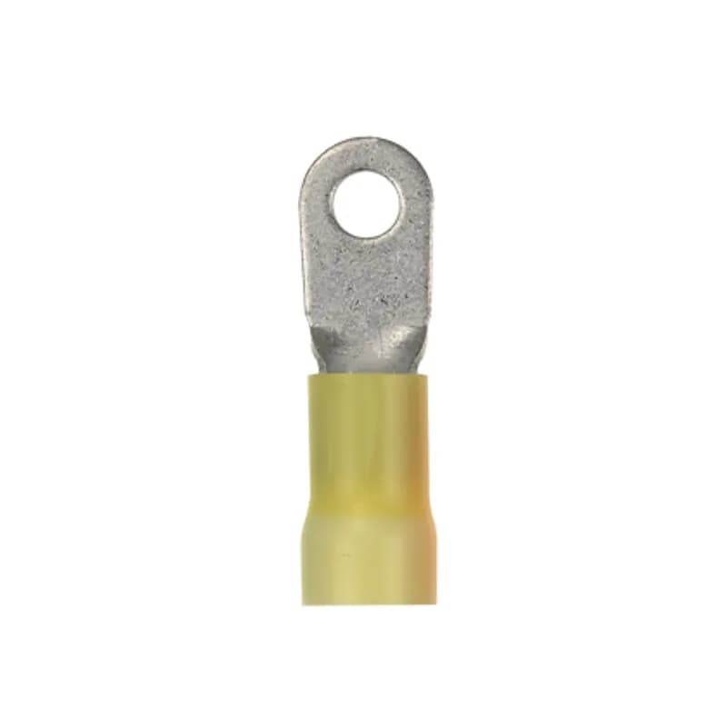 Ring Terminal, large wire, 4 AWG, 5/16" stud size, vinyl insulated, bulk package.
