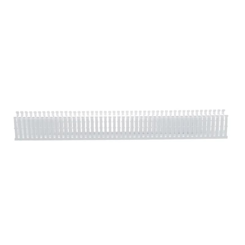 The F1.5X3WH6 Panduct Lead-Free PVC Narrow Slot Wiring Duct features a narrow slot/finger design that closely matches the spacing of high-density components. Upper and lower scorelines allow for easy finger/sidewall section removal. UL 94 flame class of V-0 with a UL recognized continuous-use temperature up to 122 F (50 C). Mounting holes provided. Lead-free PVC.1.5" x 3" (38.1 mm x 76.2 mm) and 6' (1.83 m) long. Cover sold separately. Color White.