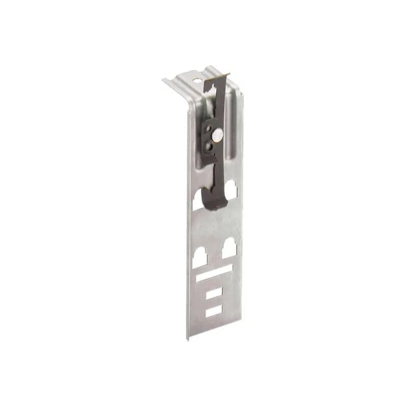 Single-level drop wire bracket. Attaches to #12 wire or 3/8 (9.5mm) threaded rod. Maximum capacity of one J Hook per level.