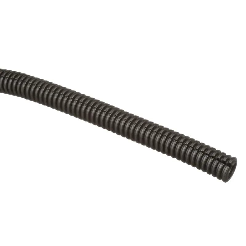 The CLT35F-7M20 Corrugated Loom Slit Wall Tubing protects cables from impact and abrasion. Features a slit for easy installation onto a bundle of wires or a pre-assembled harness assembly, increasing productivity. Hold in place with cable ties and accessories. Suitable for indoor applications. UL94-HB flammability rating and a maximum temperature rating of 122 F (50 C). Polyethylene. Inside diameter 0.344" (8.73mm). Color Black. 1 per package.