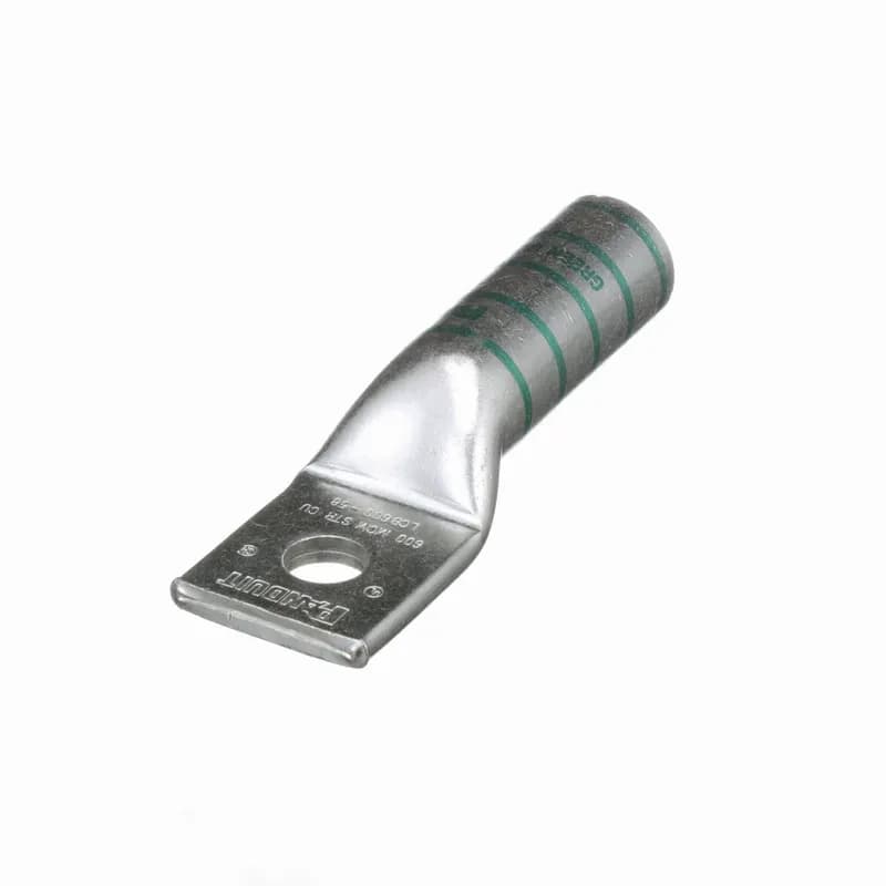 One-hole, long barrel lug, 600 kcmil cable, 5/8 stud hole.