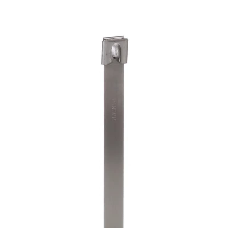 Pan-Steel Self-locking Cable Ties speed up installation with a unique self-locking head design that locks into any part of the tie. Plus, the smooth edges of 304 stainless steel promote worker safety in indoor environments. Extra-heavy cross section, Max bundle diameter: 8in, 29.7in, Tensile strength: 2670, 50pc.