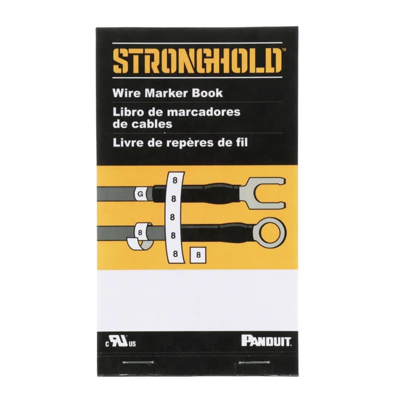 StrongHold PCMB-1 Pre-Printed Wire Marker Books are conveniently pocket-sized, containing wire labels printed on vinyl cloth. Markers are durable enough for up to 5 years outdoor UV Resistance, oil and abrasions. They can also be torn in half to label each end of the conductor. The legend includes 0-9, 45, there are 45 markers per legend, and 10 pages per book.