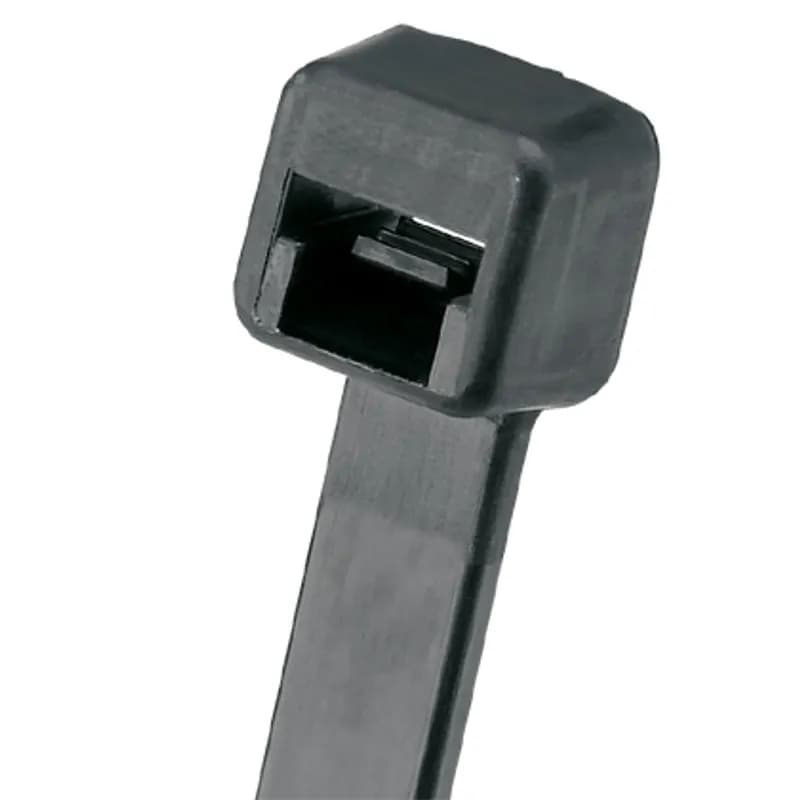 Panduit PLT4S-C00 Locking Cable Ties are designed to satisfy the needs of weather resistant mil spec applications, while delivering consistent performance and reliability. Featuring a curved tip to allow for easy pick up from flat surfaces and faster initial threading. Standard cross section, 14.5 (368mm) length. Made of Military Spec Weather Resistant Nylon 6.6 with high resistance to ultraviolet light, are black in color and come in packages of 100.