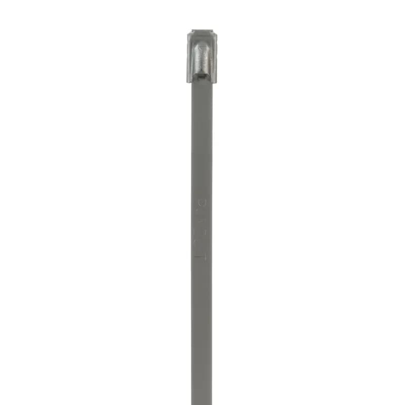 The MLT2S-CP self-locking cable tie speeds up installation with a unique self-locking head design that locks into place at any part of the tie body. The smooth surfaces and rounded edges assure cable protection and worker safety while providing a strong, durable method of cabling bundle. The MLT2S-CP cable tie can be used in a wide range of indoor, outdoor, and underground applications. Color Stainless Steel.