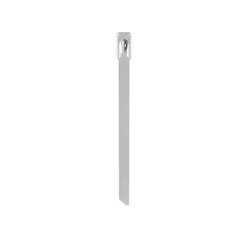 The MLT8S-CP Pan-Steel 304 grade stainless steel cable tie speeds up installation with a patented, wide entry self-locking head that eases band threading and insertion. Unique locking ramp design and strengthening ribs allows the tie to lock into place at any length along the tie body with increased lock strength. Fully rounded edges ensure worker and bundle safety.
