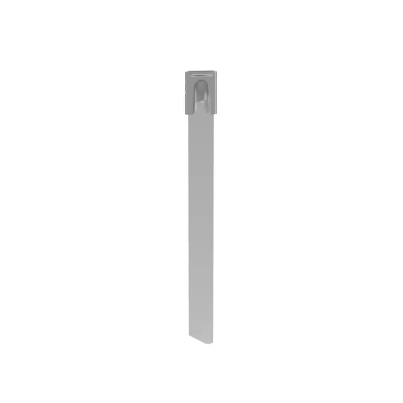 The MLT10H-LP Pan-Steel 304 grade stainless steel cable tie speeds up installation with a patented, wide entry self-locking head that eases band threading and insertion. Unique locking ramp design and strengthening ribs allows the tie to lock into place at any length along the tie body with increased lock strength. Fully rounded edges ensure worker and bundle safety.