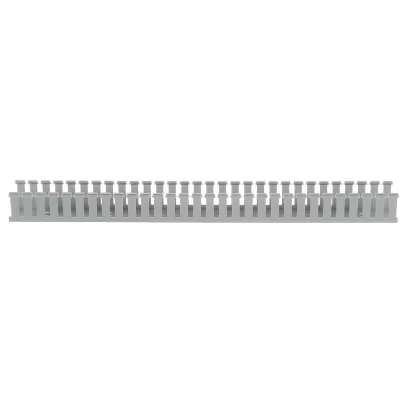 The G1X4LG6-A Panduct Lead-Free PVC Wide Slot Adhesive Wiring Duct feature a wide slot/finger design that provides greater sidewall rigidity and is suitable with a range of wire bundle sizes. UL 94 flame class of V-0 with a UL recognized continuous-use temperature up to 122 F (50 C). Adhesive and mounting holes provided. 1.0" x 4.0" (25.4 mm x 101.6 mm) and 6' (1.8 m) long. Cover sold separately. Color Light Gray.