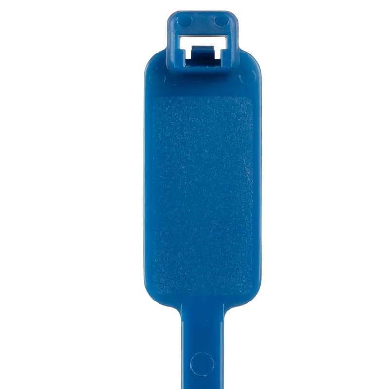 Pan-Ty marker tie, wrap, standard cross section, 7.4 (188mm) length, .44 x .87 (11.1 x 22.1mm) marker write-on area, nylon 6.6, blue.