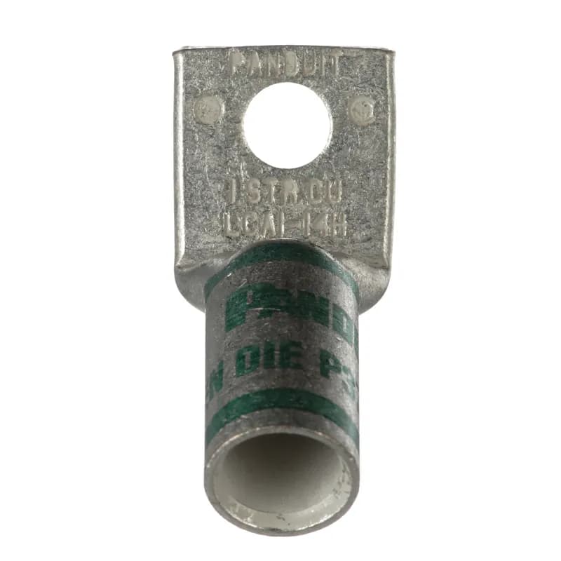 One-hole, standard barrel with window lug, #1 AWG wire, 45 angle tongue, 1/4 stud hole.