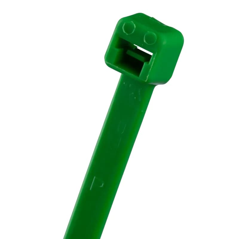 Pan-Ty locking tie, miniature cross section, 8.0 (203mm) length, nylon 6.6, green.