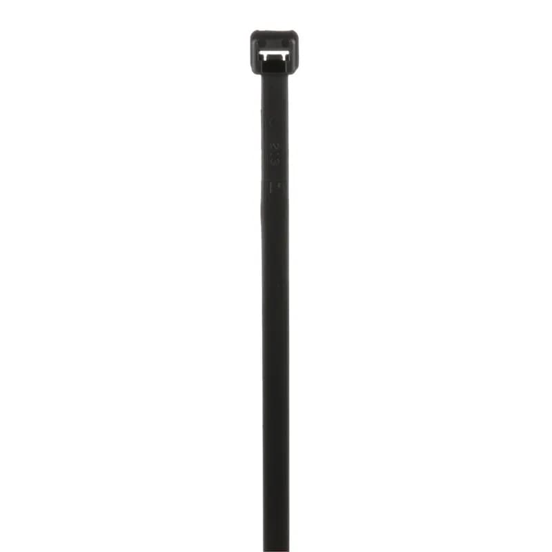Panduit PLT4S-M300 Locking Cable Ties are designed to satisfy the needs of high temperature and weather resistant applications, while delivering consistent performance and reliability. Featuring a curved tip to allow for easy pick up from flat surfaces and faster initial threading. Standard cross section, 14.5" (368mm) length. Made of Heat Stabilized Weather Resistant Nylon 6.6 with high resistance to ultraviolet light, are black in color and come in packages of 1000.