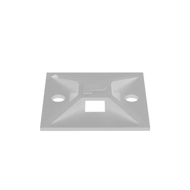 Panduit s ABM2S-AT-C 4-way adhesive cable tie mounts are applied with acrylic adhesive tape and made of Nylon 6.6. They have been designed for fast installation and long-term performance and reliability. These mounts can be used with miniature, intermediate, and standard cable ties and are intended for use in indoor, high-temperature environments. The mounts are 1 x 1 (25.4mm x 25.4mm), supplied in strips of 2, are white in color and come in packages of 100.