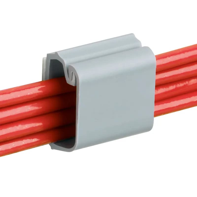 Panduit LC3-A-C8 Adhesive Backed Latching Clips are a quick to install mount with a locked cover to withstand vibration and allow easy access. Their rubber-based adhesive provides a strong and reliable bond. With a square bundle diameter of 0.20 (5.1mm), this versatile clip retains and supports wire for a variety of indoor applications. Made of PVC, are gray in color and come in packages of 100.
