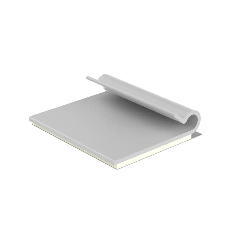 Adhesive backed "J" clip, .19" (4.8mm) bundle, light gray, standard package.
