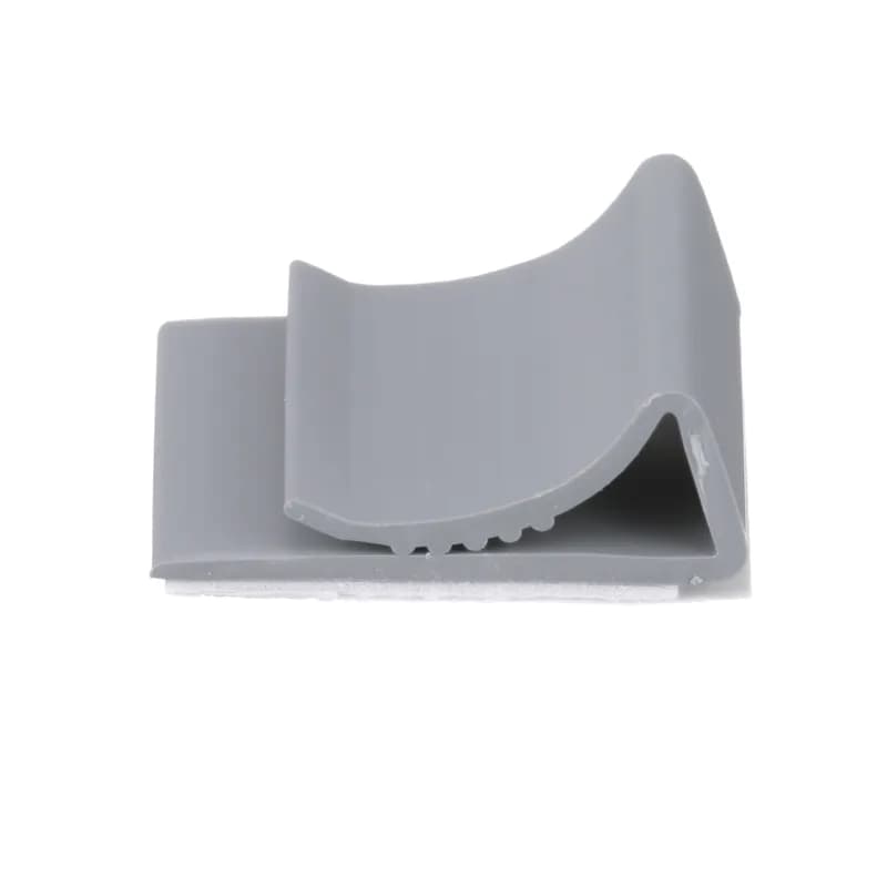 Panduit FCC-A-D8 Flat Cable Clips have a low profile design and hold wires, cables and tubing. They can be used with any width flat cable with a maximum stacking height of .17 (4.3mm). They are 1.09 (27.7mm) wide and for use in indoor environments. This part uses rubber adhesive as a mounting method. Made of PVC, are gray in color and come in packages of 500.