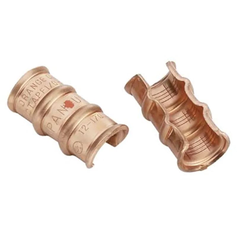 The CTAPF6-12-C Compression Connector Tap provides high-strength and premium electrical properties. It is suitable for use with stranded copper code conductors and is for tapping into unbroken continuous main, splicing and pig tailing. The wide wire range-taking capability minimizes inventory requirements. UL listed per UL486 for use up to 600V and temperature rated to 90 C when crimped with Panduit and specified competitor crimping tools and dies.
