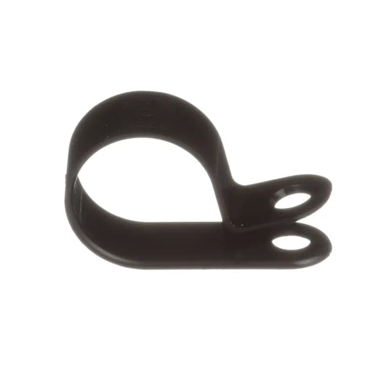 Fixed diameter cable clamp, heavy duty, #10 screw (M5), .44" (11.2mm) bundle, black, bulk package.