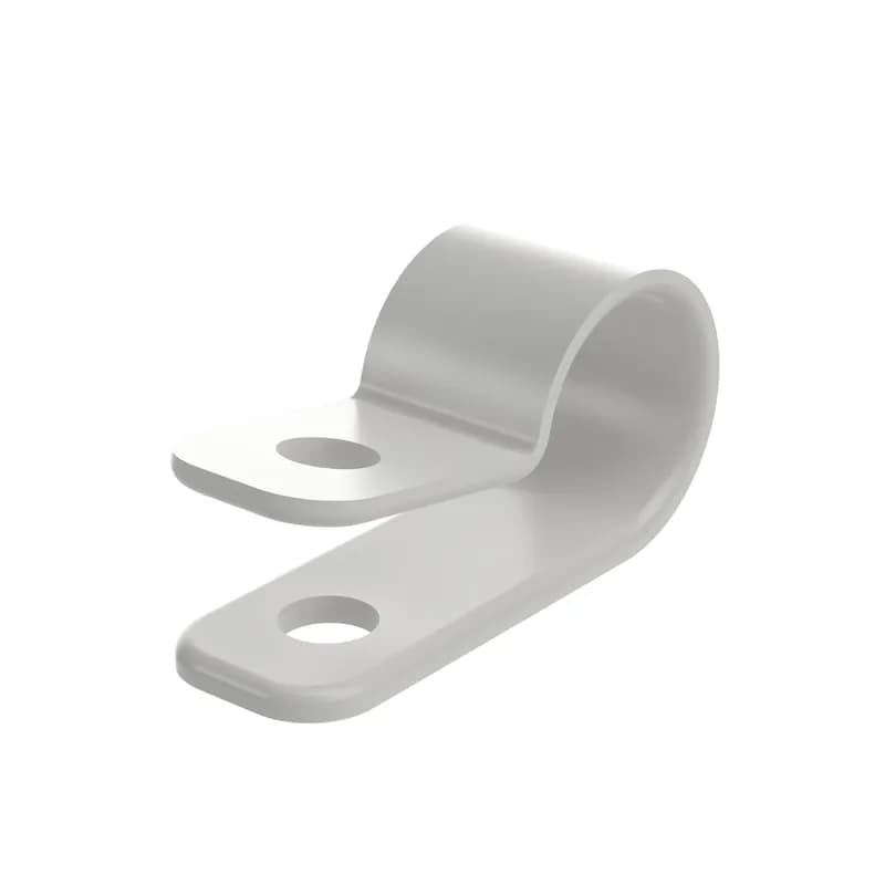 Fixed diameter cable clamp, heavy duty, #10 screw (M5), .38" (9.7mm) bundle, white, bulk package.