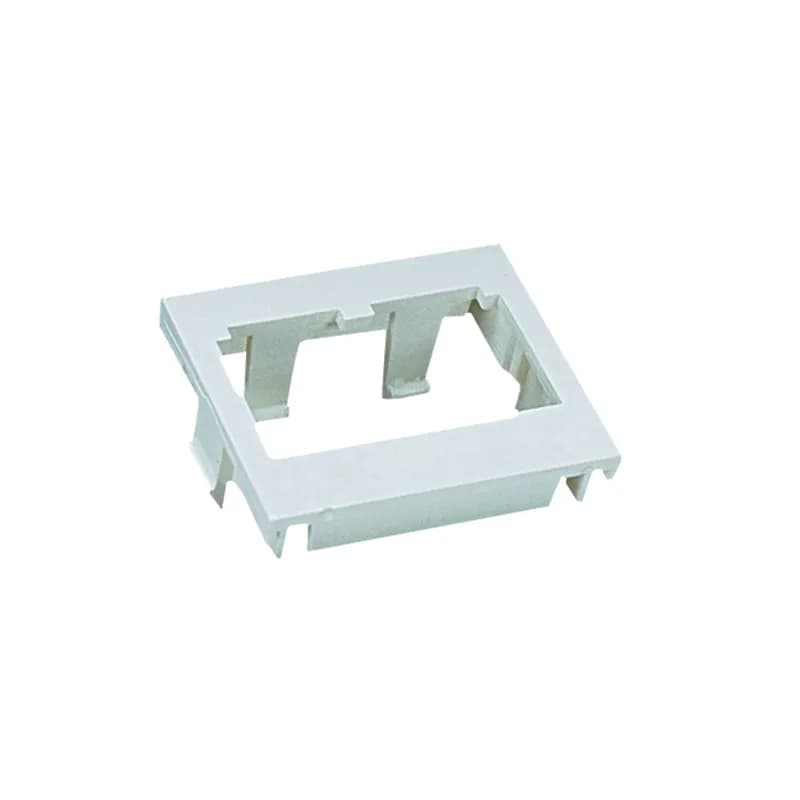 The Mini-Com 1/2 size flat module insert, accepts two Mini-Com modules, mounts to faceplate frames and is off white.