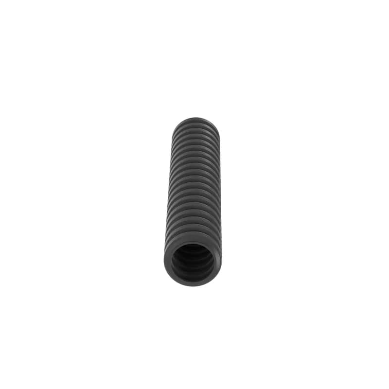 The CLTS25F-C Corrugated Loom Solid Wall Tubing protects cables from impact and abrasion. Hold in place with push-type cable ties, adhesive, or push-type mounts. Suitable for indoor applications. UL94-HB flammability rating and a maximum temperature rating of 122 F (50 C). Polyethylene. Inside diameter 0.281" (7.14mm). Color Black. 1 per package.