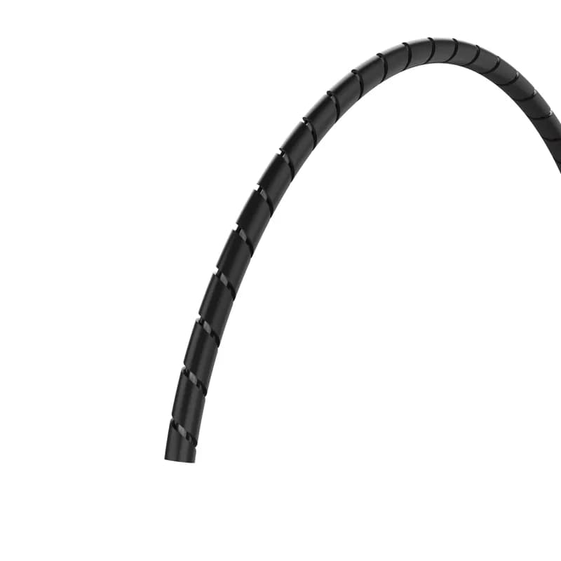 The T19N-C0 Nylon 6.6 Spiral Wrap provides continuous abrasion protection for wires, cables, and tubing. The spiral wrap harnesses multiple cables into a single manageable bundle while allowing for breakouts. Lightweight, flexible, durable protection for use with irregular shapes. Rated for use up to 149 F (65 C). 0.12" (3.2 mm) diameter x 100' (30.5 m) long. Bundle Diameter Range 0.0125" to 1" (3.2 mm to 25.4 mm). Color Black.