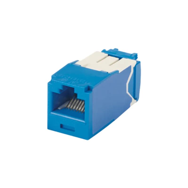 The Mini-Com Cat 6A UTP RJ45 TG Jack Module is designed to terminate 4-pair, 22-26 AWG twisted pair cable. Each module is 100% factory tested to exceed industry standard performance requirements. TG style termination eliminates the need for a termination tool. Each jack is individually serialized for traceability and is compatible with Mini-Com Modular Patch Panels and Faceplates. The jack module is blue.