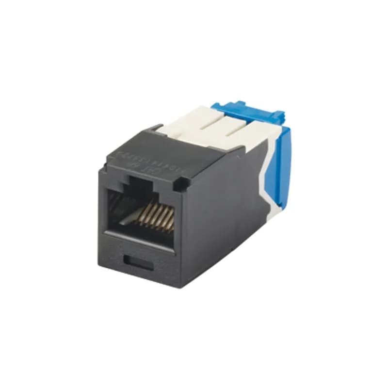 Panduit CJ6X88TGBL - The Mini-Com Cat 6A UTP RJ45 TG Jack Module is designed to terminate 4-pair, 22-26 AWG twisted pair cable. Each module is 100% factory tested to exceed industry standard performance requirements. TG style termination eliminates the need for a termination tool. Each jack is individually serialized for traceability and is compatible with Mini-Com Modular Patch Panels and Faceplates. The jack module is black.