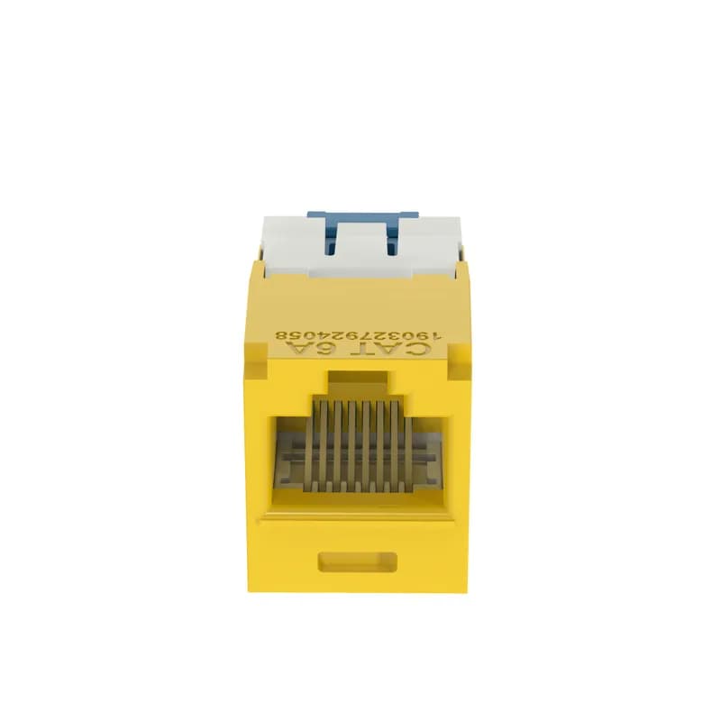 The Mini-Com Cat 6A UTP RJ45 TG Jack Module is designed to terminate 4-pair, 22-26 AWG twisted pair cable. Each module is 100% factory tested to exceed industry standard performance requirements. TG style termination eliminates the need for a termination tool. Each jack is individually serialized for traceability and is compatible with Mini-Com Modular Patch Panels and Faceplates. The jack module is yellow.