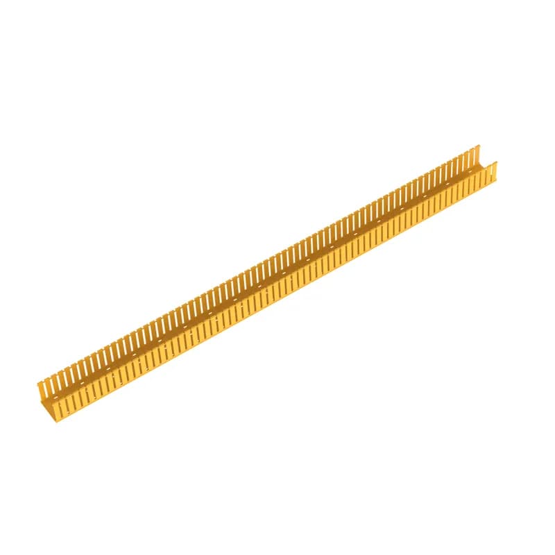 The FiberRunner Cable Routing Channel is used in a cable routing system and designed to route cables vertically in an efficient matter to protect and separate the cable. The channel is 4.10 inches H x 6 feet L x 4.25 inches W (104.1mm x 1.8m x 107.9mm). The slotted wall channel is ideal for high performance and secure installations.