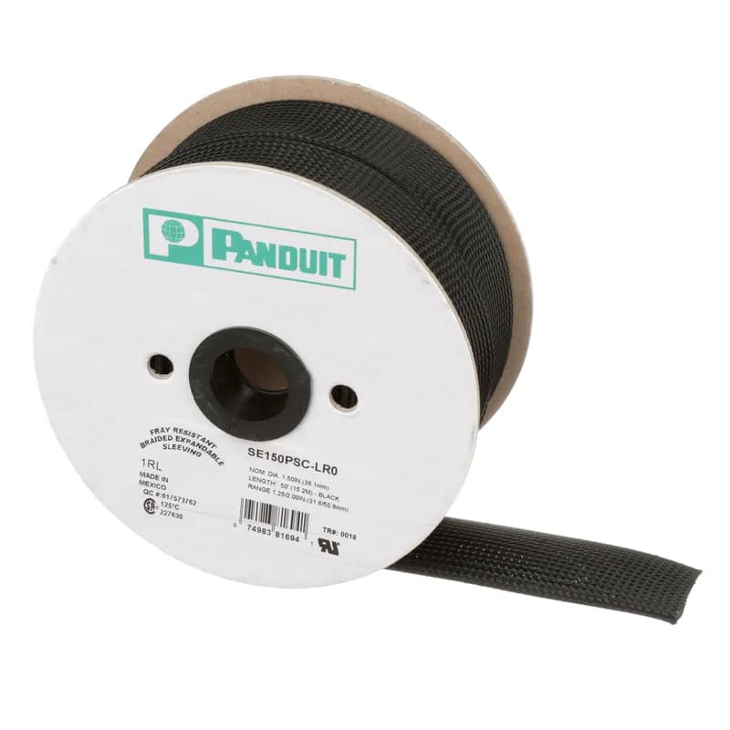 The SE150P-TR0 Braided Sleeving provides continuous abrasion resistance for wires, cables, and tubing. The lightweight, durable protection is highly flexible, and the open weave will not trap heat or humidity. Complaint with U.S. and European passenger rail standards. Temperature range: -94 F 257 F (-70 C 125 C). Polyethylene Terephthalate. Nominal Diameter: 1.50" (38.1 mm), 200' (61 m) long. Color Black. 1 per package.