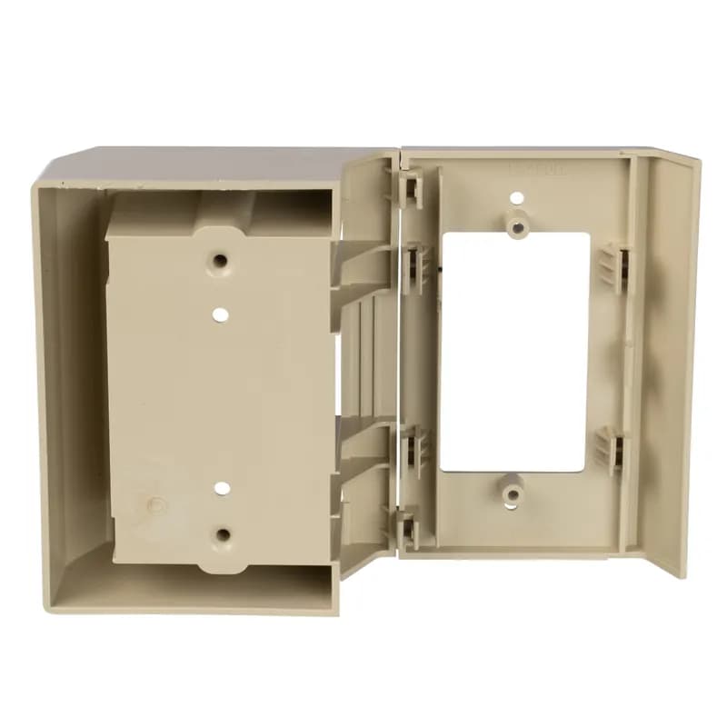 The T-70 offset box for screw on faceplates and is 2" tall. It is Electric Ivory.