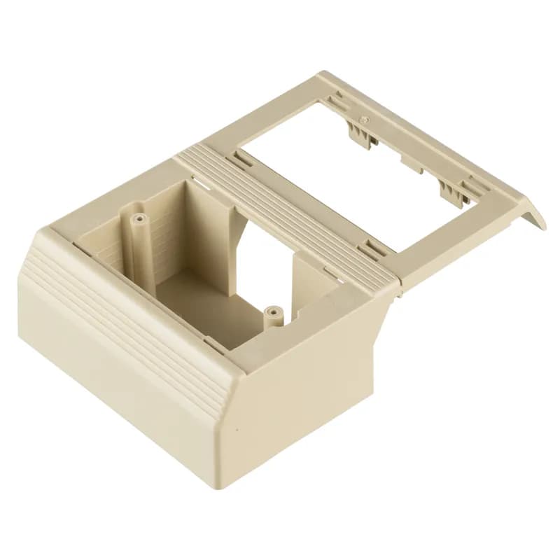 The T-70 offset box for snap on faceplates and is 2" tall. It is Electric Ivory.