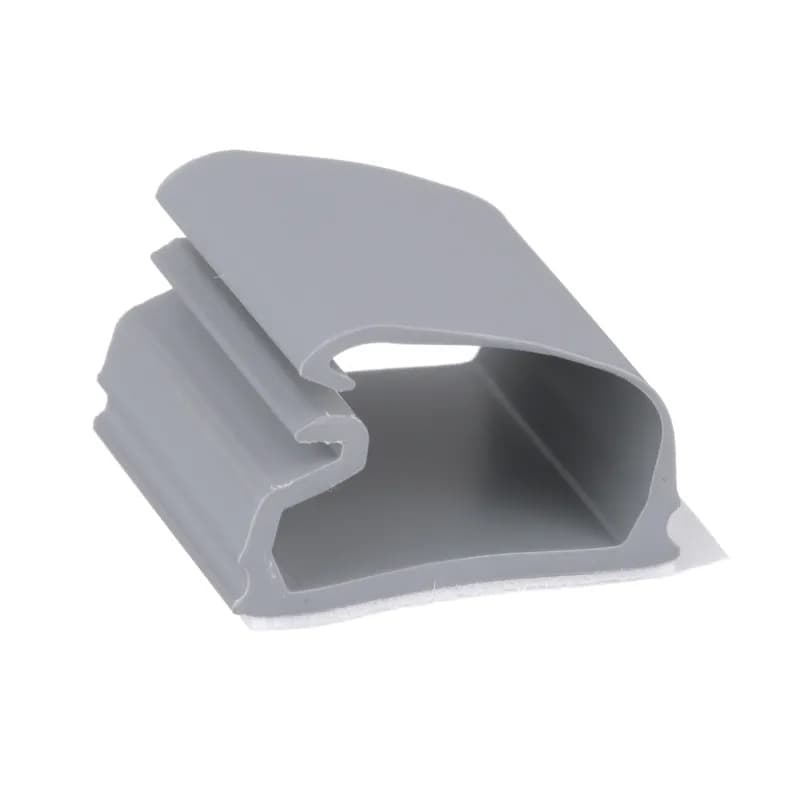 Adhesive backed latching clip, .20" (5.1mm) square bundle, light gray, bulk package.