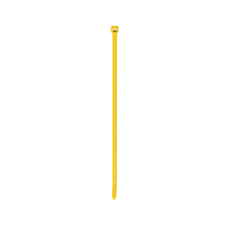 Panduit PLT4S-C4Y Locking Cable Ties are designed to satisfy the needs of mil spec applications, while delivering consistent performance and reliability. Featuring a curved tip to allow for easy pick up from flat surfaces and faster initial threading. Standard cross section, 14.5" (368mm) length. Made of Nylon 6.6, are yellow in color and come in packages of 100.