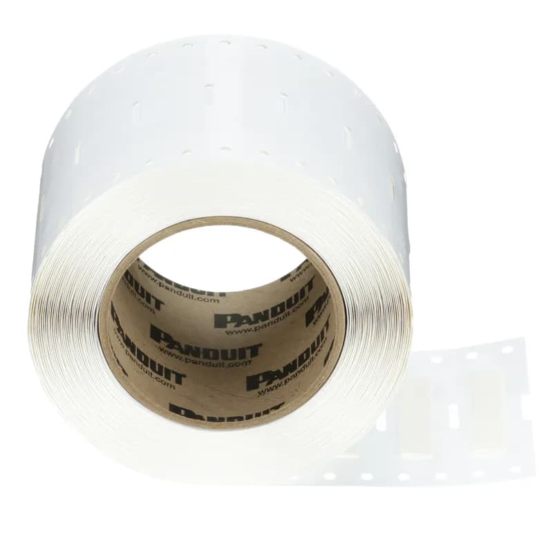 The H075X044H1T Military-Grade Polyolefin Heat-Shrink Label is a single-sided printable. It offers crisp, clear legends with superior readability for quick and easy label production. The heat-shrink sleeve is designed to provide a clear, reliable, and durable way to identify wires and cables. Designed for use with Panduit TDP printers. Shrink ratio 3:1. 0.75" x 0.44" (19 mm x 11.2 mm). Color White. 1000 labels per roll.