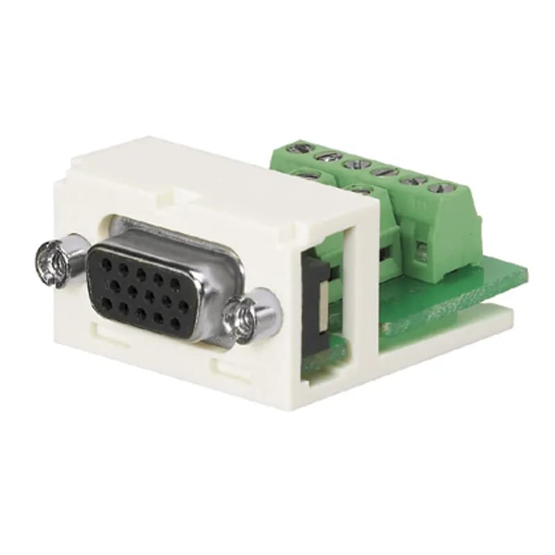 2-position module supplied with one 15-pin DB connector mounted to a printed circuit board, terminates on site, black.