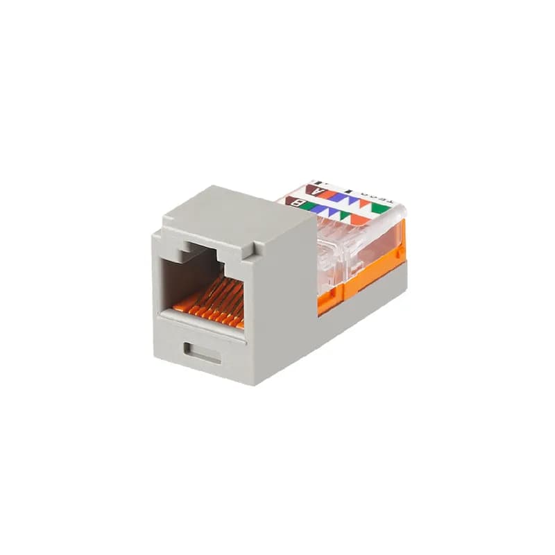 The Mini-Com Cat 5e UTP RJ45 Leadframe Jack Module is designed to terminate 4-pair, 22-24 AWG twisted pair cable. Each module is 100% factory tested for continuity. Contacts are plated with 50 microinches of gold for superior performance. Jack modules are compatible with Mini-Com Modular Patch Panels and Faceplates. The jack module is International Gray.