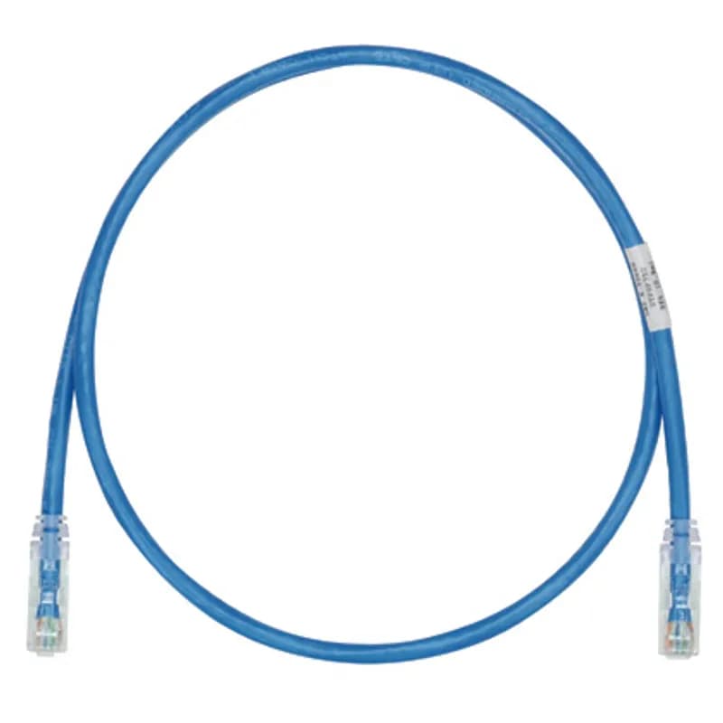 The TX6 PLUS Cat 6 UTP Patch Cord is a 15-Foot, Blue cord constructed of 24 AWG, unshielded, twisted pair, stranded, CM cable with high-performance modular plugs. Its tangle-free latch prevents snags and ensures a fast release, streamlining moves, adds, and changes. The slender strain relief boot provides easy access in high-density applications. Enabled with RapidID, the product has pre-installed barcodes for simple port mapping using RapidID software.