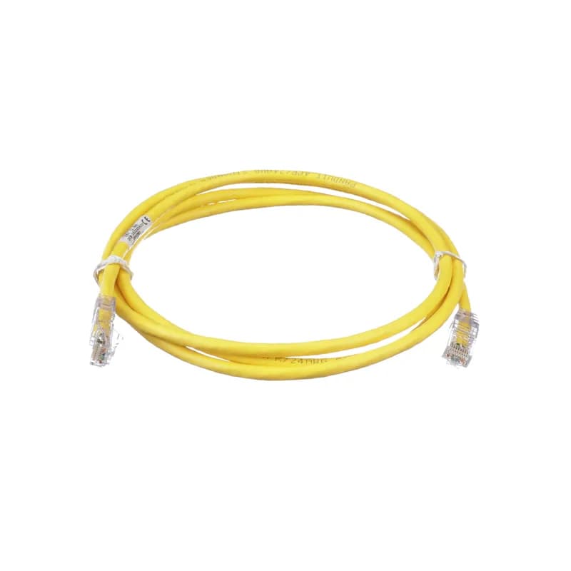 The TX6 PLUS Cat 6 UTP Patch Cord is a 6-Foot, Yellow cord constructed of 24 AWG, unshielded, twisted pair, stranded, CM cable with high-performance modular plugs. Its tangle-free latch prevents snags and ensures a fast release, streamlining moves, adds, and changes. The slender strain relief boot provides easy access in high-density applications. Enabled with RapidID, the product has pre-installed barcodes for simple port mapping using RapidID software.