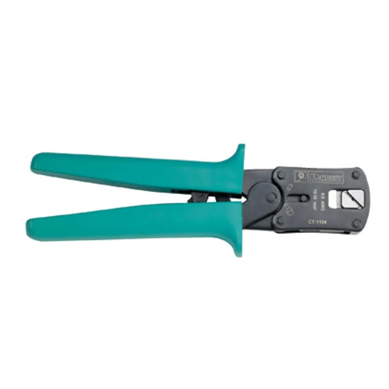 Controlled cycle crimp tool with square profile for Panduit #8 6 AWG (10.0 16.0mm ) insulated and non-insulated ferrules and #10 AWG (6.0mm ) insulated twin wire ferrules.