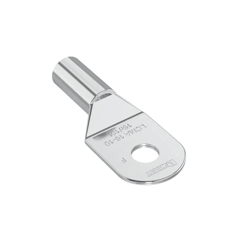 Panduit LCMA16-10-C - The LCMA16-10-C Tin-Plated Copper Compression Metric Lug, one-hole, standard barrel, has a rounded tongue convenient for use in tight spaces and a beveled wire entry for fast and easy installation. The inspection window aids to visually assure full conductor insertion, and the tin-plate material helps to inhibit corrosion. UL Listed and CSA Certified.